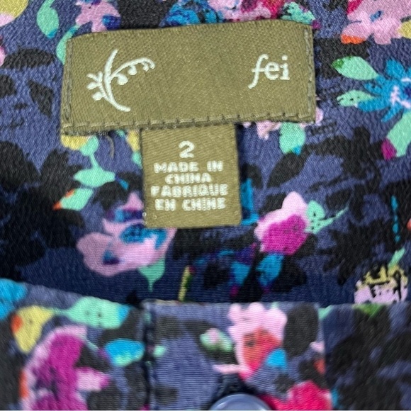 FEI Women's 100% Silk Floral Shift Dress Blue, Purple, Pinks Size 2 Old Money - Picture 4 of 10